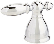 Chrome metal lever handle with oval knob and cone-shaped base for delta transfer valve installation.