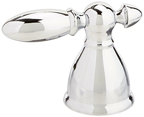 Chrome metal lever handle with oval knob and cone-shaped base for delta transfer valve installation.