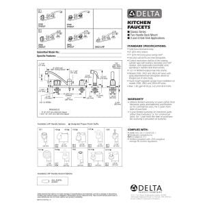 Delta 2100 / 2400 Series 2100LF Two Handle Kitchen Faucet - Two Handle Blade Without Sidespray: Chrome