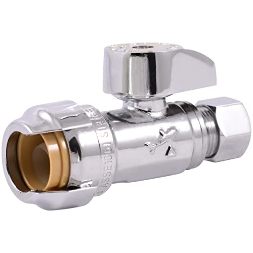 SharkBite 23037-0000LF Straight Stop Valve 1/2 Inch Push x 3/8 Comp