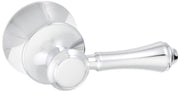 Chrome metal lever handle kit with cylindrical lever and circular escutcheon plate for Delta faucets.