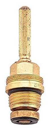 Grohe 07148000 1/2" cartridge with vertical grooved stem and brass threaded body with black seals.