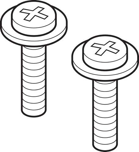 Two Phillips head set screws with wide flanged heads and threaded shafts.