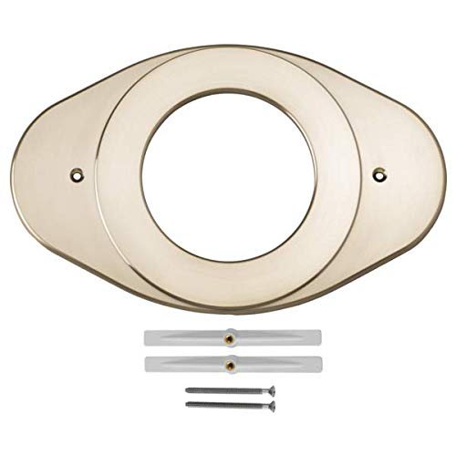 Champagne bronze oval shower cover plate with center opening and mounting hardware included.