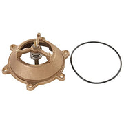 Bronze bonnet assembly with internal spring mechanism and black rubber gasket ring for 1-1/2 to 2 inch valve.