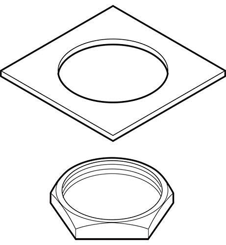 Square washer and hexagonal nut for Delta spout installation.