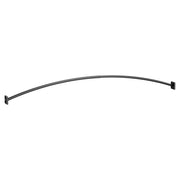 Matte black curved shower curtain rod with adjustable ends and mounting brackets.