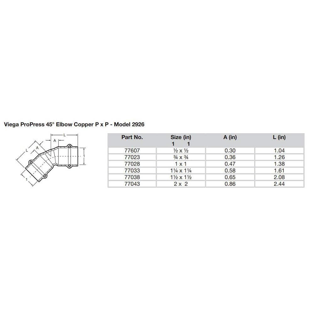 Viega 2" Press 45-Degree Elbow in Copper - 77043