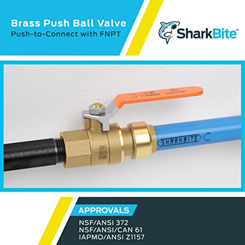SharkBite 22186-0000LF Ball Valve 3/4 Inch FNPT Brass