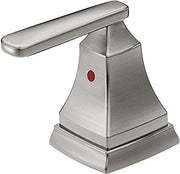 Stainless steel faucet handle set with lever handle and red indicator dot on trapezoidal base.