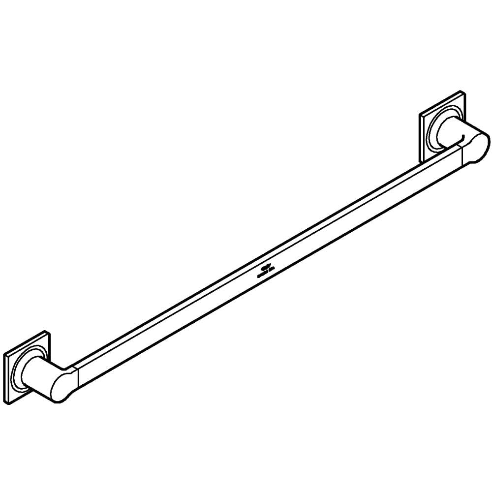 Chrome towel bar with square wall mounts on each end, approximately 24 inches long.
