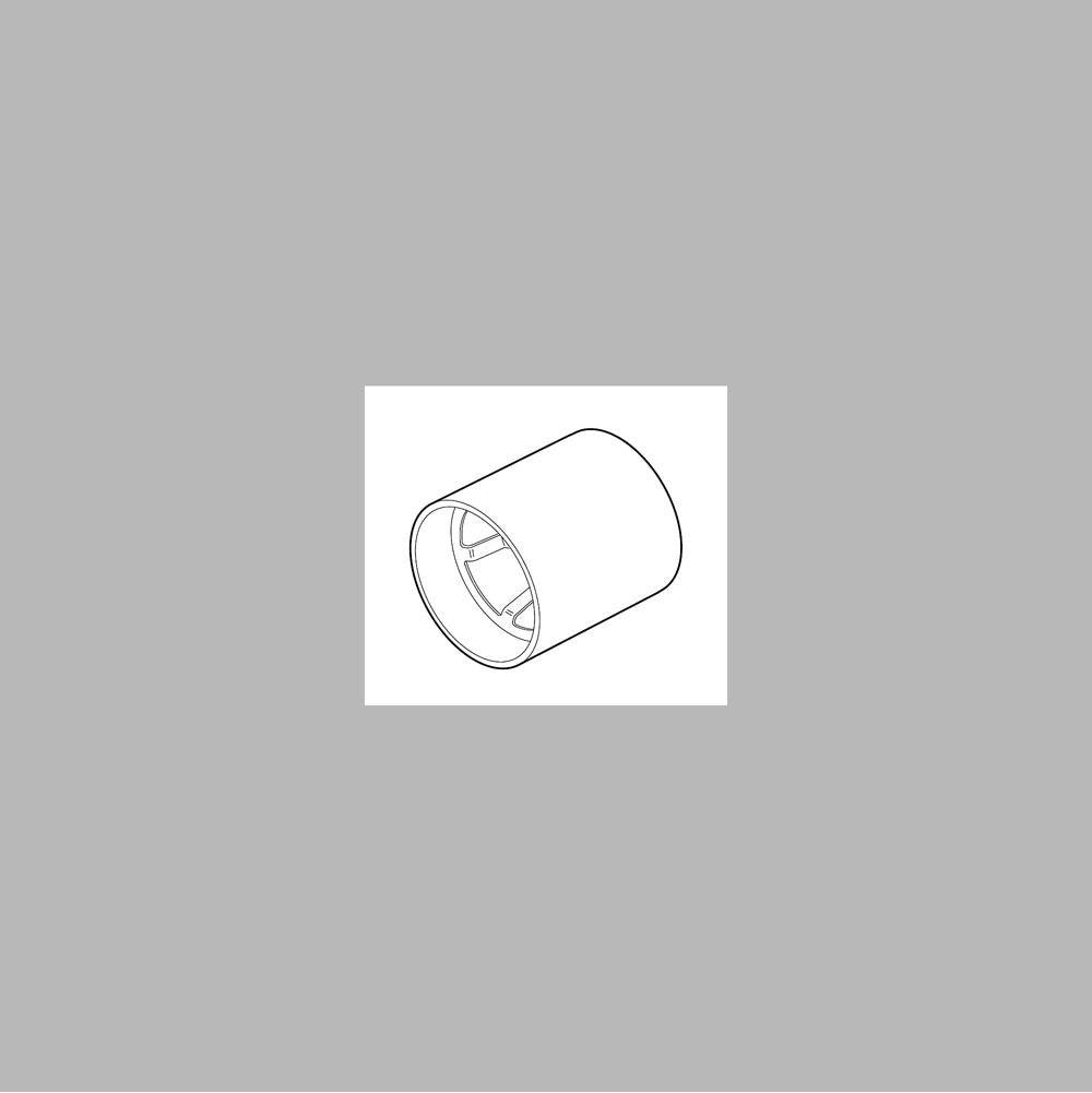 White cylindrical plaster guard with circular opening and internal cross-hatched pattern.
