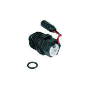 Grohe solenoid valve with black plastic body, coiled wire connector, red and black wires, and rubber gasket.
