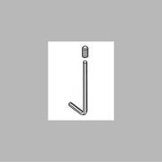 Set screw with hex socket at top and J-shaped hook bend at bottom, shown as technical line drawing.