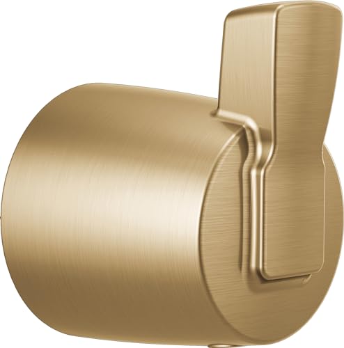 Champagne bronze cylindrical diverter lever with integrated handle and brushed metal finish.