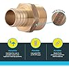 Brass male connector fitting with crimp and threaded end shown from multiple angles.