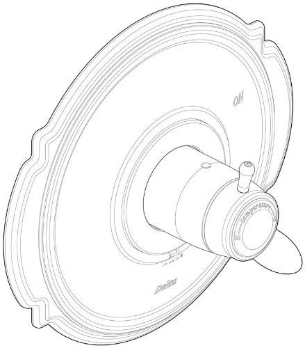 Chrome finish Delta 1900 series shower valve trim with circular escutcheon plate and lever handle.