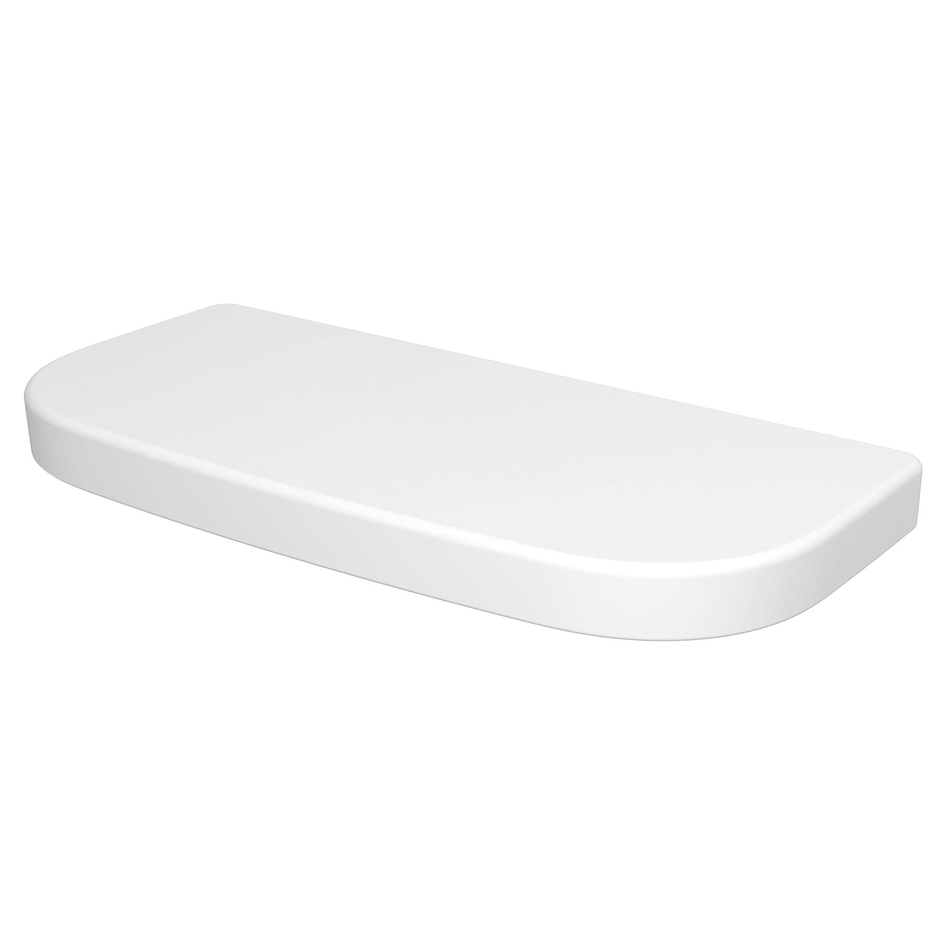 White Grohe Essence toilet tank cover with rounded rectangular shape and smooth finish.
