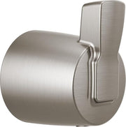 Brushed stainless steel diverter lever with cylindrical body and rectangular handle extension.