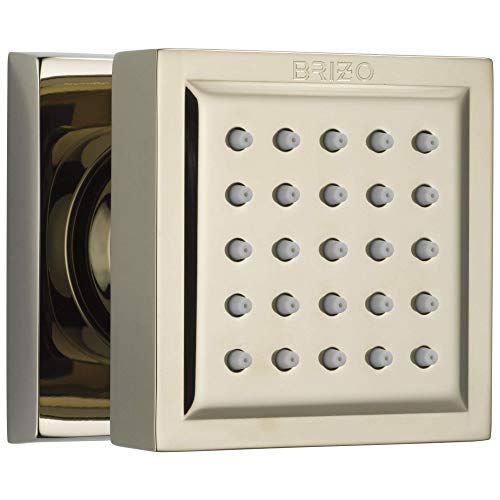 Square body spray with 25 small jets in grid pattern and recessed mounting bracket visible on side.
