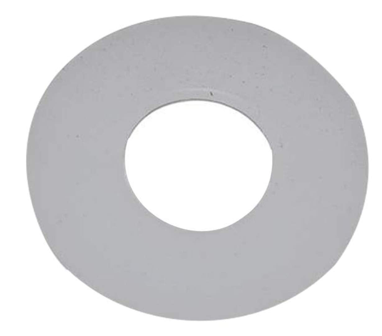 Gray rubber flush valve seal gasket with central circular opening.