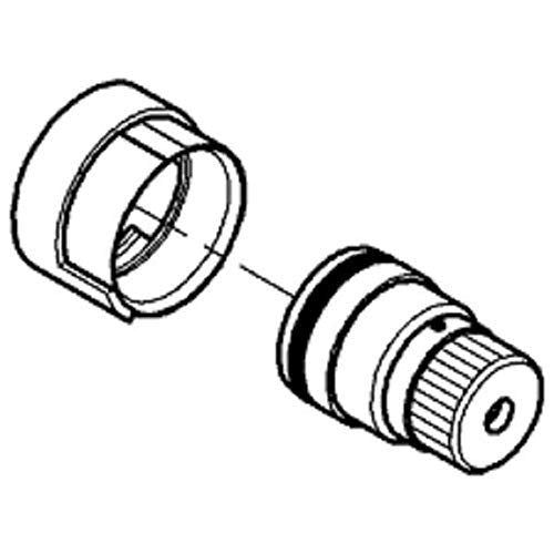 Chrome stop ring with regulating nut and internal grooves for plumbing valve assembly.