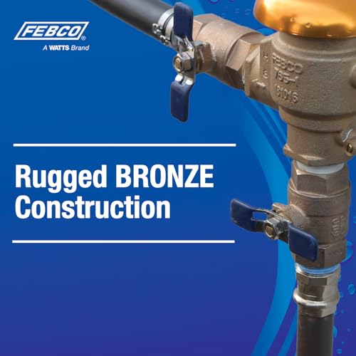 Bronze pressure vacuum breaker backflow preventer with quarter turn shutoffs and freeze sensor.