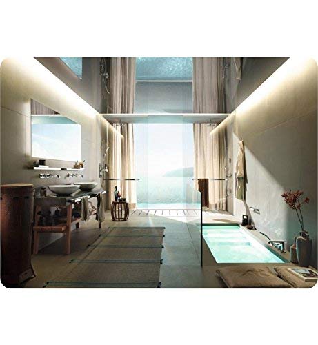 Chrome towel bar mounted horizontally on bathroom wall above bathtub area.