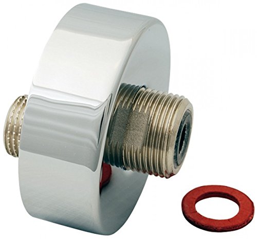 Chrome S-Union connector with threaded male end and red rubber washer included.