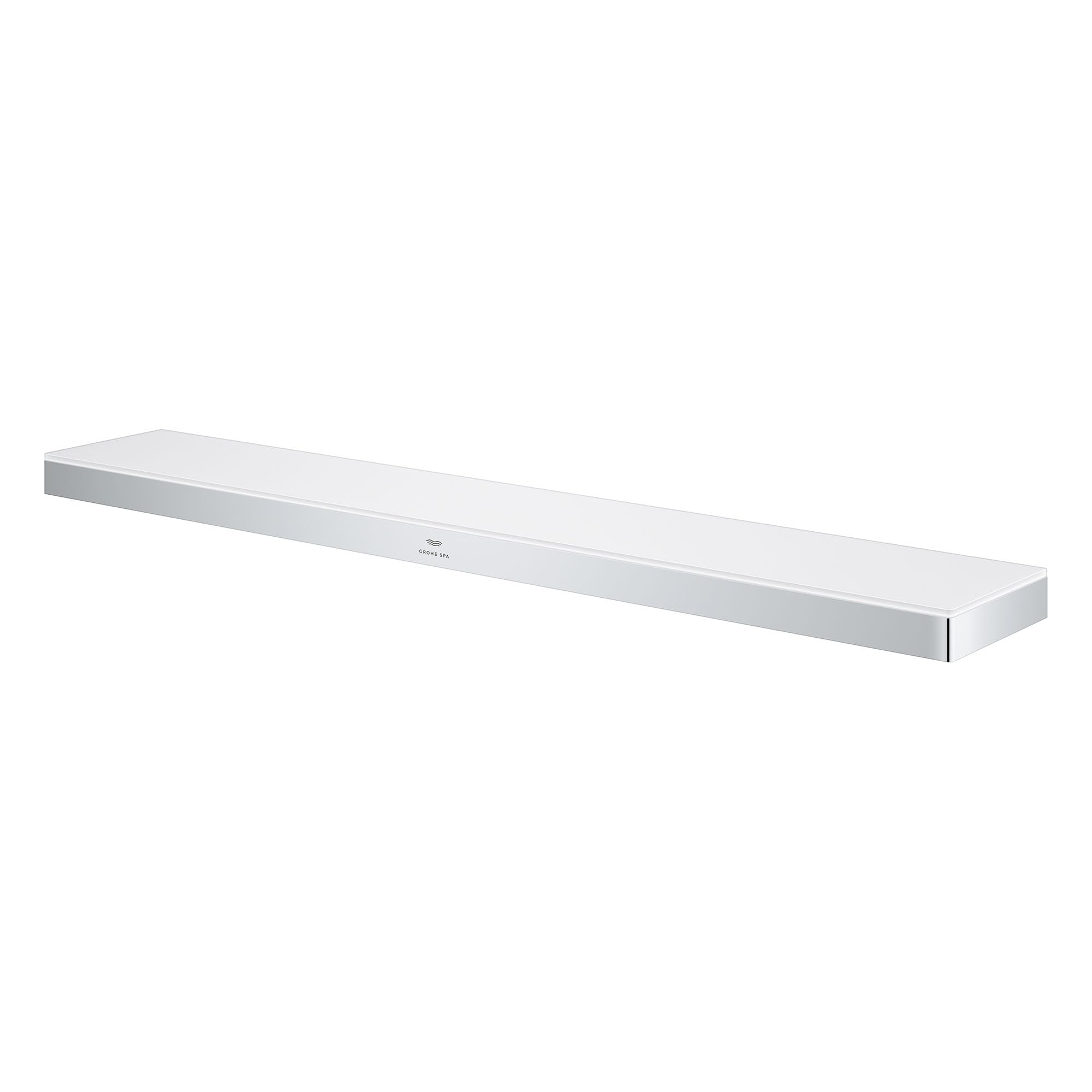 Grohe Allure brushed nickel rectangular wall shelf with minimal edge detailing.
