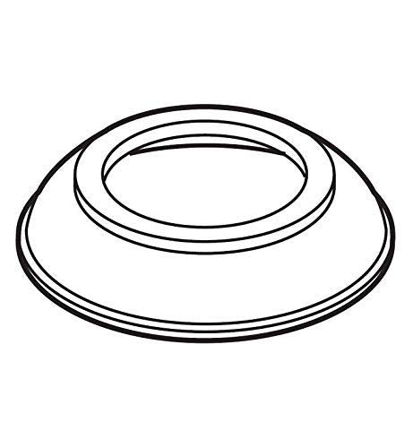 Chrome-finished round escutcheon base with centered oval opening for hand shower installation.