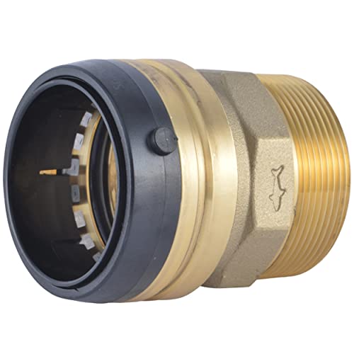 Sharkbite Male Adapter: Brass, Push-to-Connect x MNPT, For 1 in Tube OD, 1 in Pipe Size in Brass - U140LF