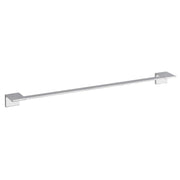 Polished chrome towel bar with square mounting brackets on white background.