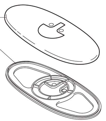Chrome oval escutcheon and gasket with lever handle design, shown front and back views.