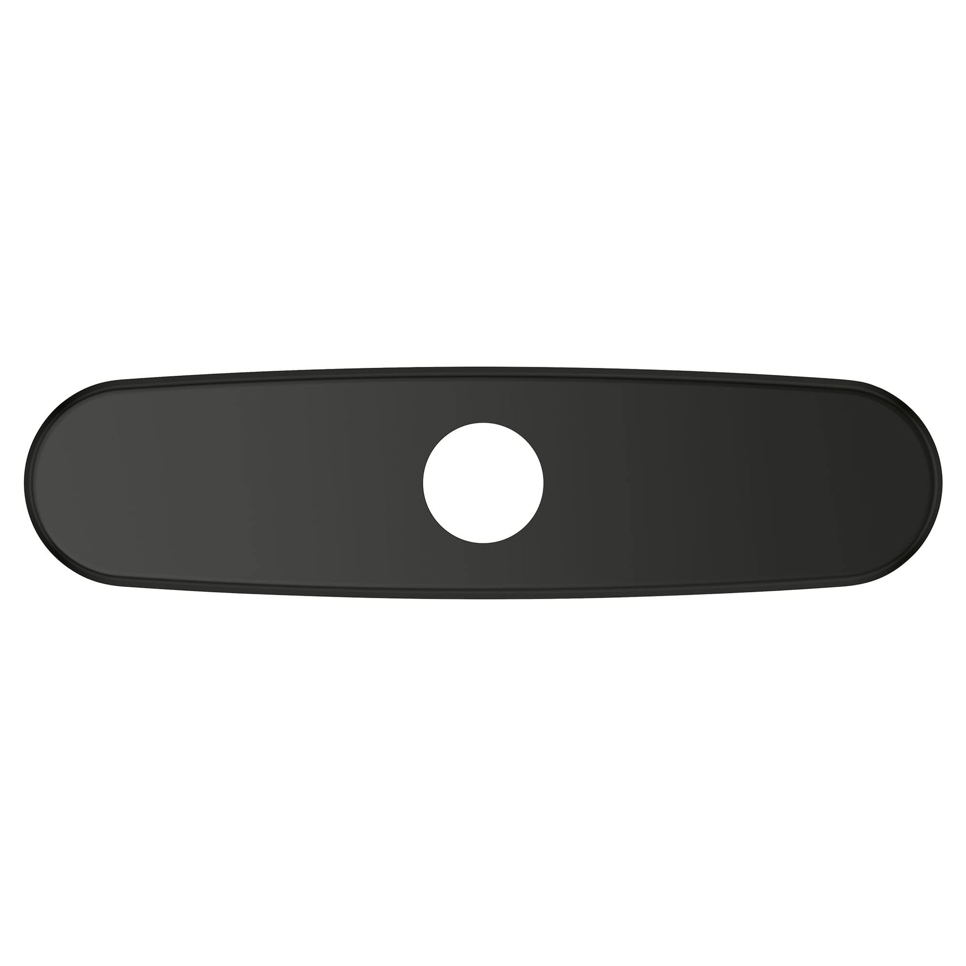 Matte black oval escutcheon with center hole and rounded edges.