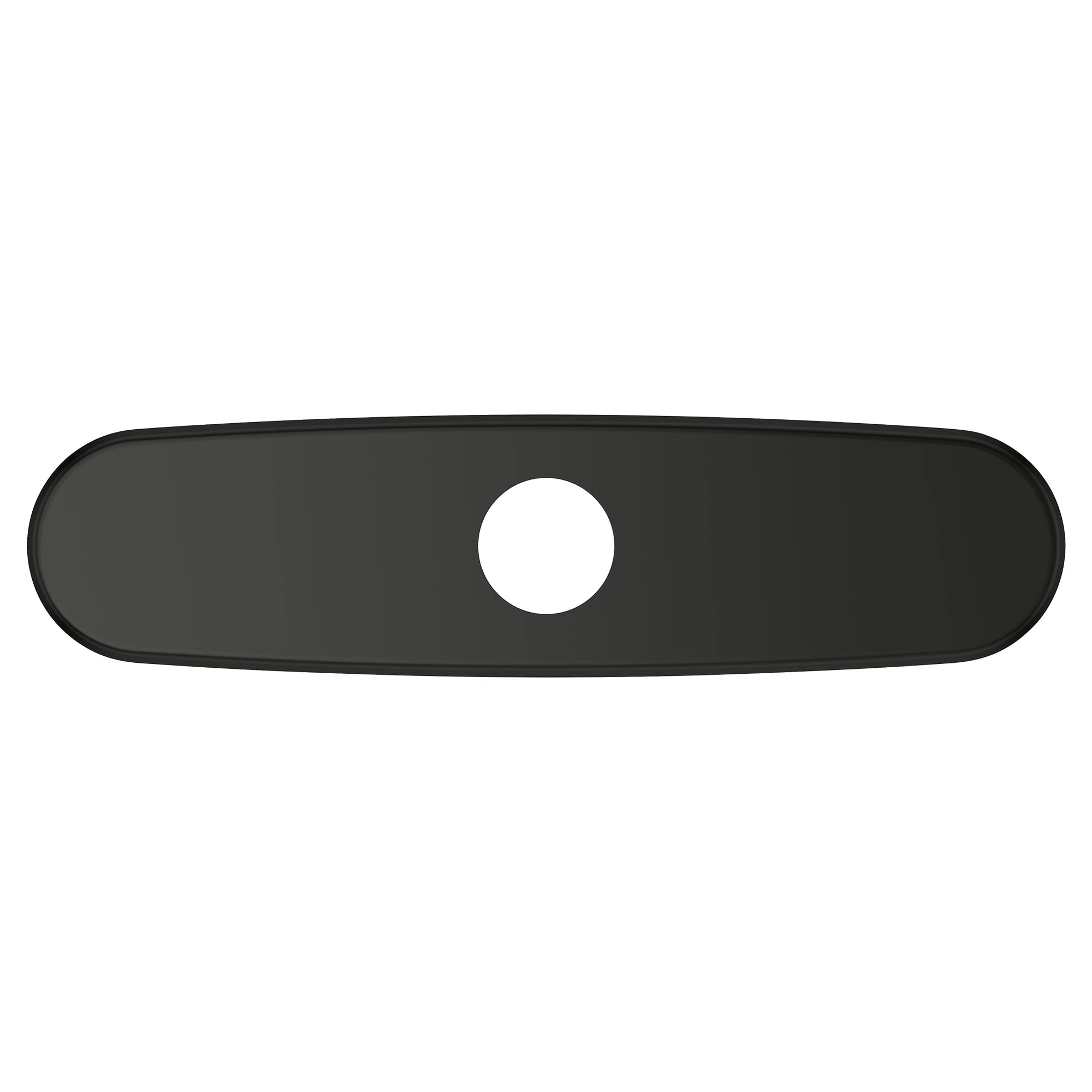 Matte black oval escutcheon with center hole and rounded edges.