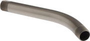 Stainless steel curved shower arm with threaded connections at both ends.