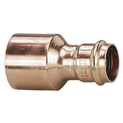 Copper press reducer fitting with 3" female threaded connection on left and 2-1/2" male press connection on right.