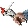 RIDGID PC-1375 ML pipe cutter with red cutting head and metal handles in use.