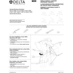 Commercial HDF 511LF-HDF Single Handle Centerset Lavatory Faucet Less Pop-Up - Single Handle Lever Without Pop Up: Chrome