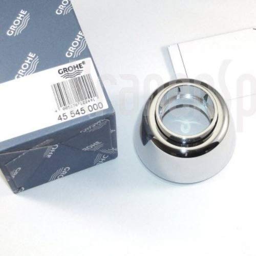 Grohe chrome covering escutcheon repair part 45545000 next to branded packaging box.