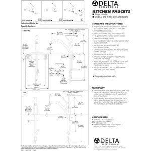 Delta Classic Single Handle Kitchen Faucet, Chrome - 100LF-HDF