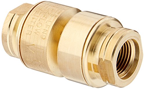 Brass dual check vacuum breaker valve with 3/8 inch female threaded connections and metal compression fittings.