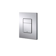Grohe Skate titanium wall plate with dual flush button control and dark trim ring.