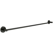 Matte black towel bar with circular wall mounts on each end, approximately 32 inches long.