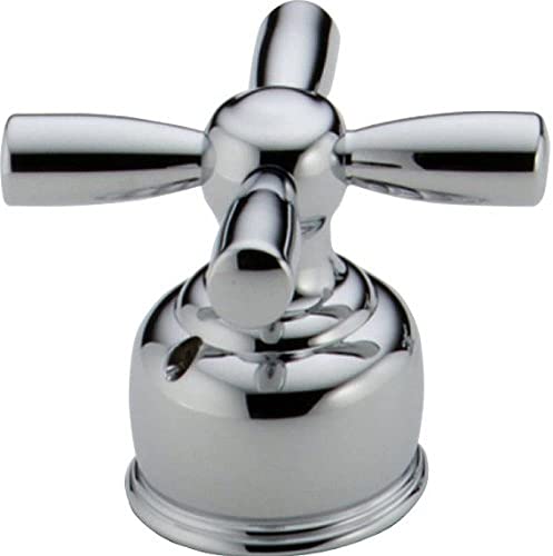 Chrome roman tub faucet with two metal cross handles and a curved spout.