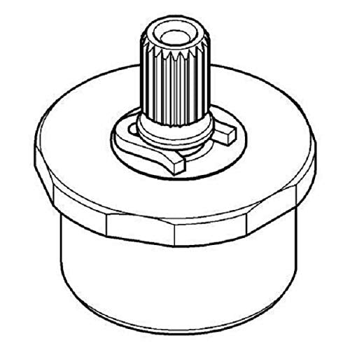 Chrome spindle extension with ridged knob and circular mounting base for Grohe faucet repair.