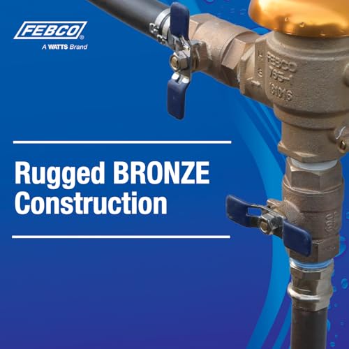 Bronze pressure vacuum breaker with 1 inch union connections and dual lever handles.