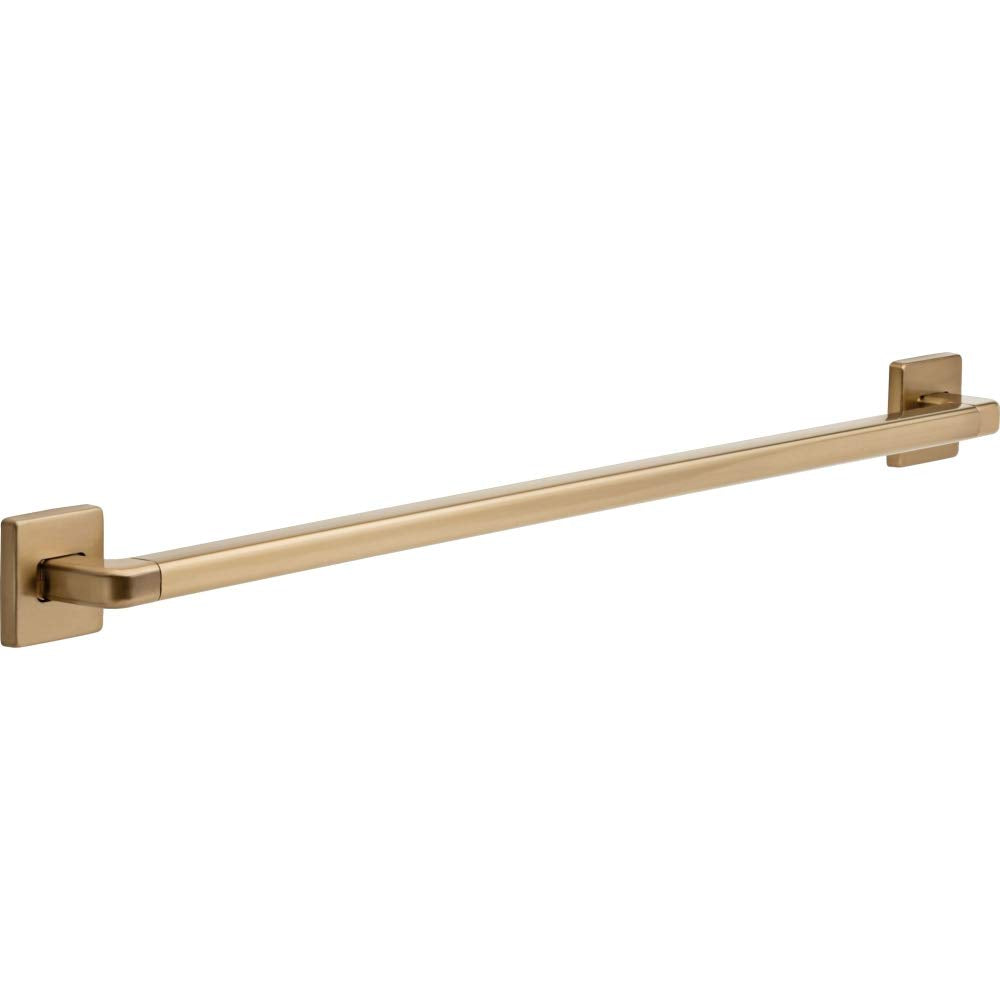 Brushed gold angled grab bar with square mounting brackets at each end.