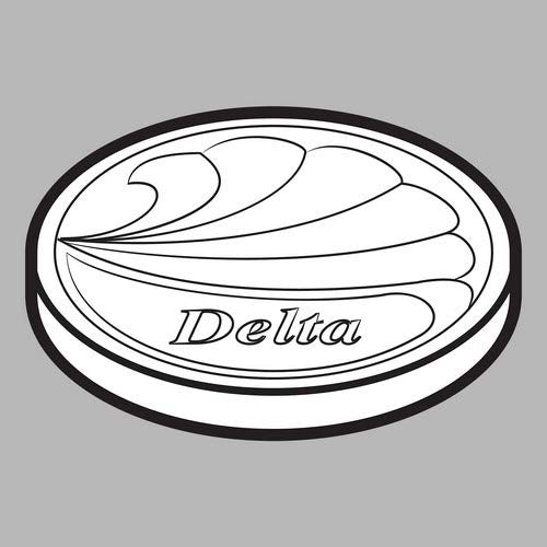 Delta polished brass circular button set with hot and cold markings.